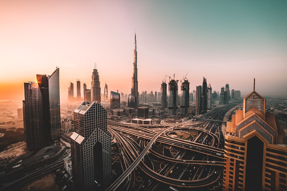 UAE skyline at golden hour